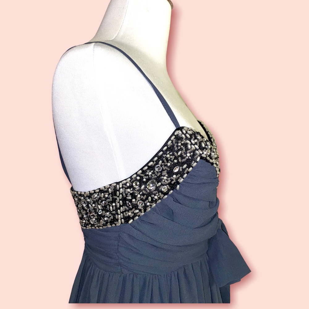 French Connection New! gorgeous bead embellished flowy dress, gray, size 4 NWT - Picture 6 of 15